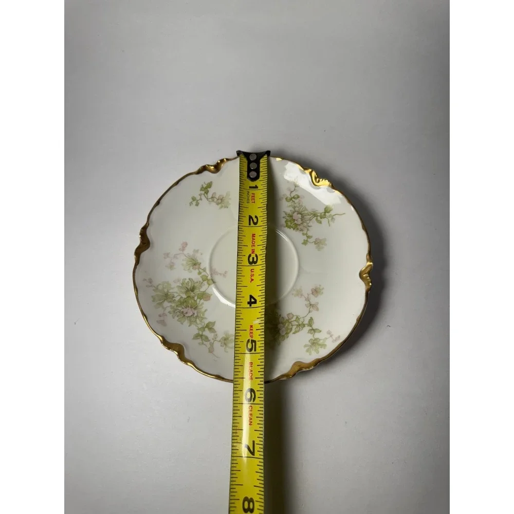 Set of 6 Haviland Limoges France Plates And Saucers Schleiger‎ Floral Gold White